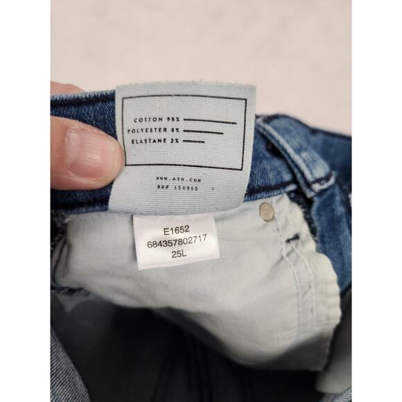 AYR Jeans The Bomb Pop Straight Ankle Womens Size 25 Blue Made in USA Raw Hem - Picture 9 of 13